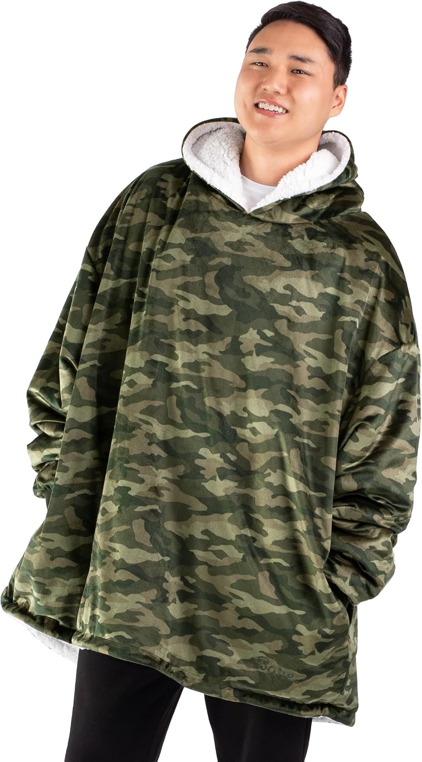 Bare Home Wearable Blanket Hoodie - Soft Plush Sherpa - Warm and Cozy - Oversized Wearable Blanket