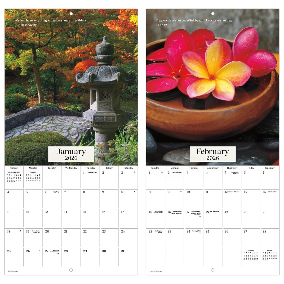 2026 Zen Mini Wall Calendar