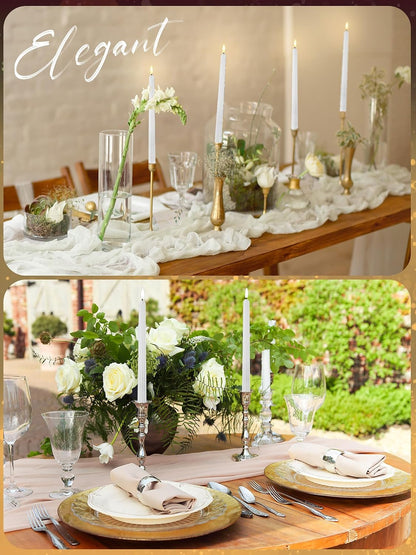 Treela 24 Pcs Flameless Taper Candles Battery Operated Bulk Fake Candles Light LED Candle Sticks Flickering Tapered for Easter Wedding Anniversary Decoration(Basic,11 Inch,Ivory)