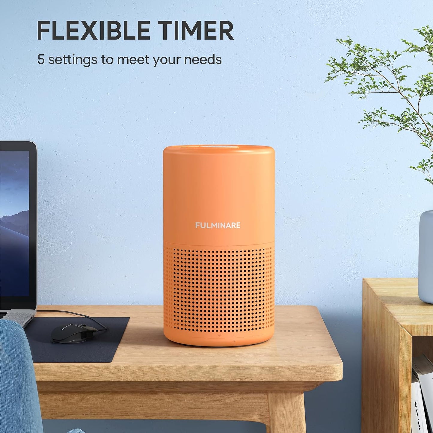 FULMINARE Air Purifiers for Home Bedroom H13 HEPA Air Purifier, 3 Speeds, Timer, 24dB, Small Mini Air Purifier with Night Light, Sage Green