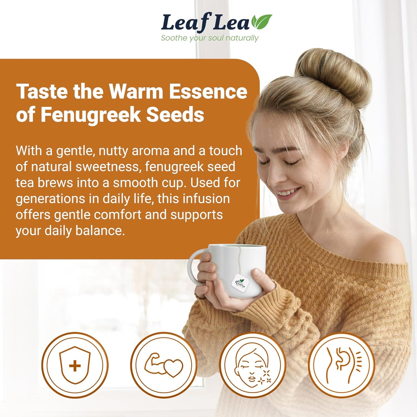 LeafLea Turmeric Tea with Ginger and Cinnamon, 80 Premium Turmeric Ginger Tea Bags, 100% Natural Ingredients Herbal Tea, Vegan, No Sugar, Caffeine-Free, Each Tea Bag Sealed for Fresh Flavor