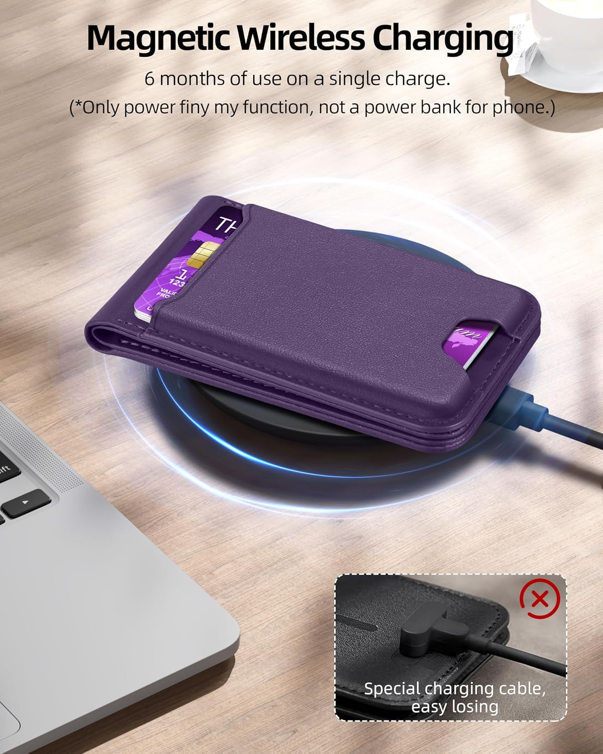 ExtreLife for Magsafe Wallet, Works with Apple Find My, 6 Cards Holder