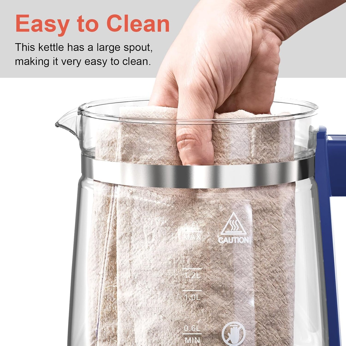 Electric Kettle 1.5L Borosilicate Glass, 1200W Temperature Control Tea Kettle with Auto Shut-Off & Boil-Dry Protection, BPA-Free Stainless Steel Base, Fast Boil for Coffee & Keep Warm, White