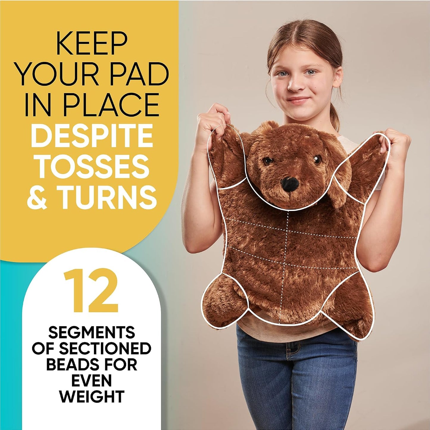 FRIENDLY CUDDLE Weighted Lap Blanket for Kids & Adults – Kids Weighted Blanket – ASD, Sensory Processing Weighted Stuffed Animals Dog Toy – Microwavable Weighted Lap Pad for Kids, 5 Lbs.
