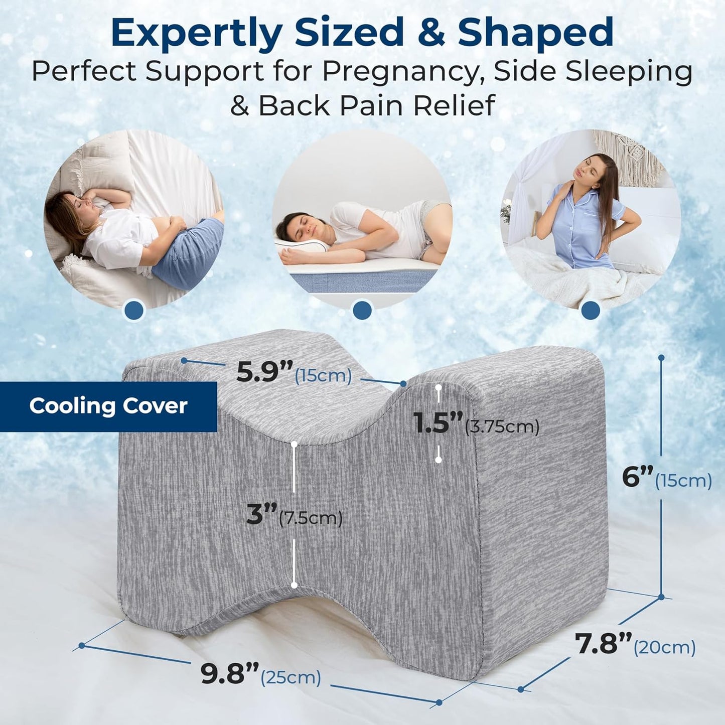 5 STARS UNITED Knee Pillow for Side Sleepers - Hip Pain Relief, Memory Foam Leg Cushion for Side Sleeping - Between Legs Pillow for Sciatica & Lower Back Pain, White
