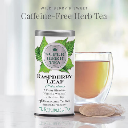 The Republic of Tea — Raspberry Leaf SuperHerb Tea Tin, 36 Herbal Tea Bags, Naturally Caffeine-Free