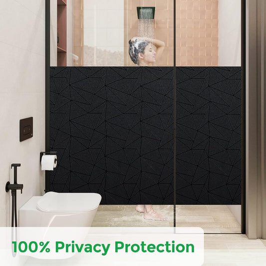 Coavas Blackout Window Privacy Film, Frosted Glass Static Cling, Decorative for Bathroom Door, UV Blocking Window Cling, Non-Adhesive Vinyl Sticker, Day and Night Windows Tint for Home,11.8x78.7 inch