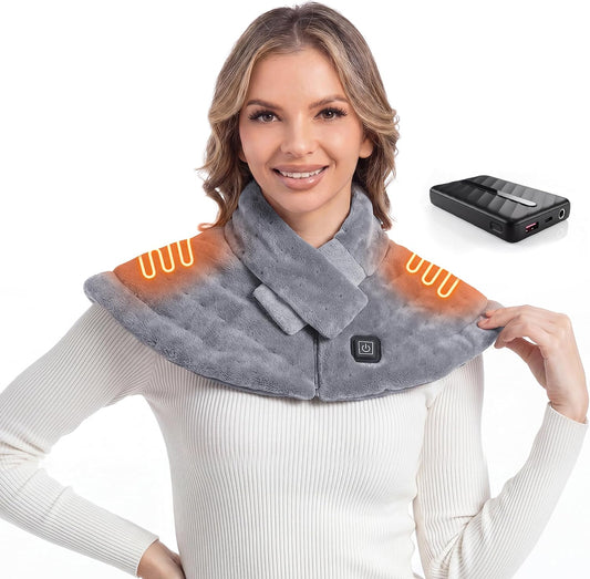Portable Cordless Heating Pad for Neck and Shoulders Back, 10000mAh Battery - Rechargeable & Wireless, Electric Weighted Heated Neck Wrap & Neck Warmer, 3 Heat Settings, Birthday Gifts for Women Men