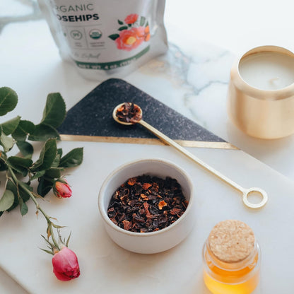 Elanen Naturals Organic Rose Hips 4 oz. (113g), USDA Certified Organic Rosehip Tea, Dried Rose Hips, Whole Rosehips Bulk, Cut & Sifted