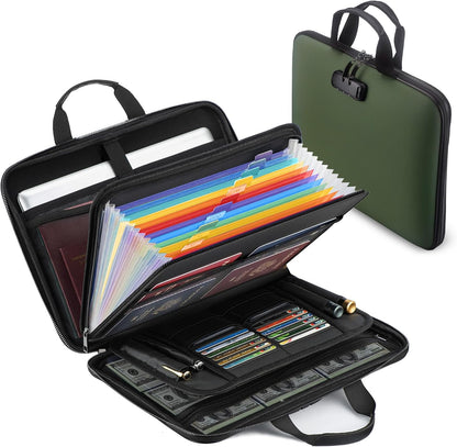 facka Fireproof Document Organizer Box with Lock, 13 Pocket Safe File Bag