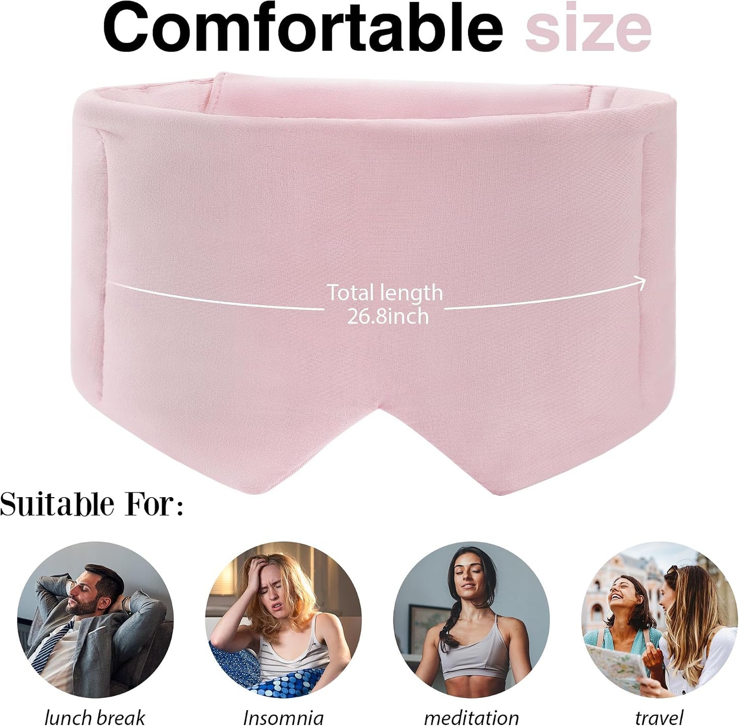 FRESHME Weighted Eye Mask for Sleeping - Gray Blackout (0.7lb/11oz) Cotton Heavy Weighted Eye Pillow for Men Women, Oversize Large Soft Sleep Face Eyes Cover with Nose Pad for Sidesleeper