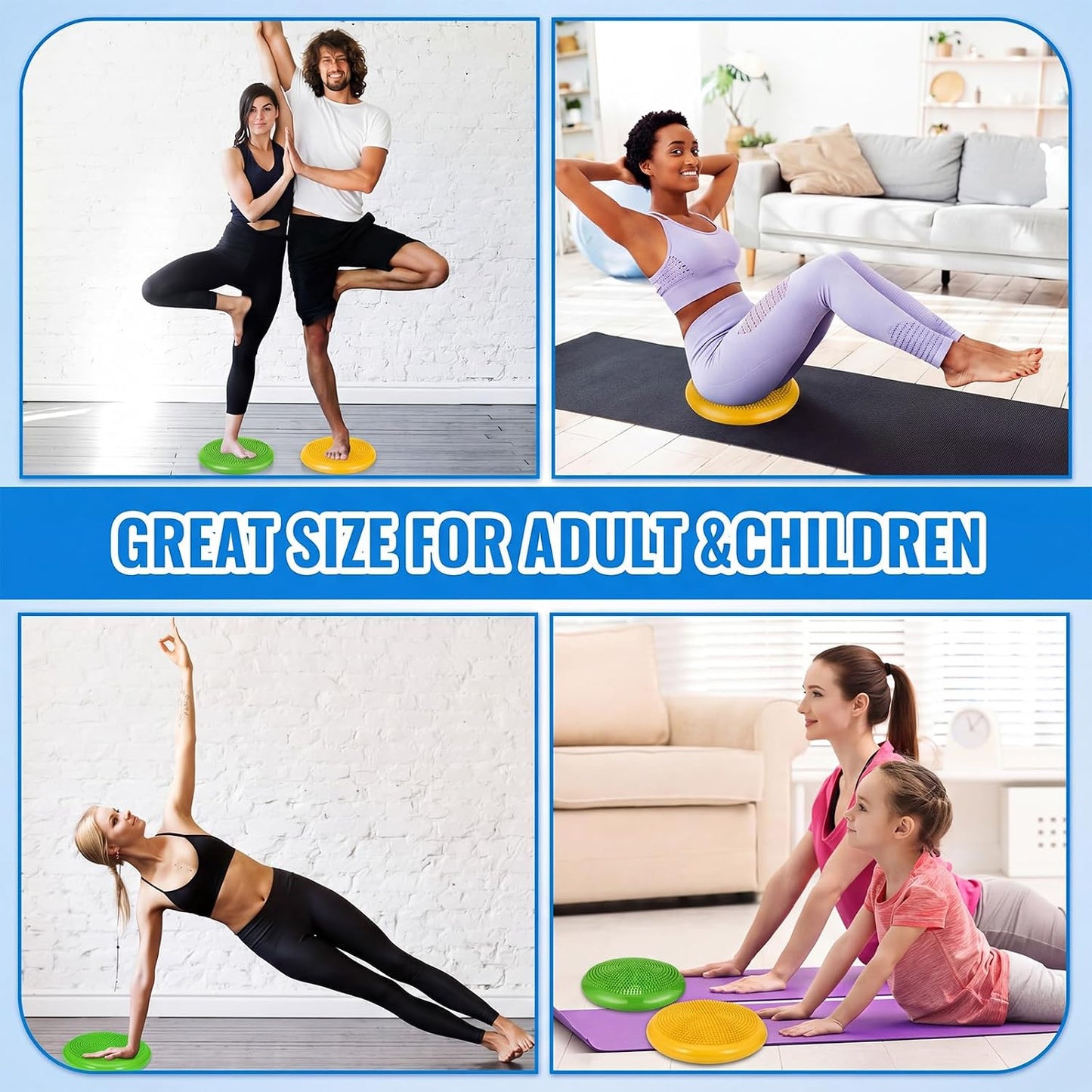 Outus 2 Pcs Balance Disc Inflated Wobble Cushion for Sensory Kids 13. 4 Inch Wiggle Seat Flexible Seating with Hand Pump for Kids Men Women Classroom Exercise Office Home Chair