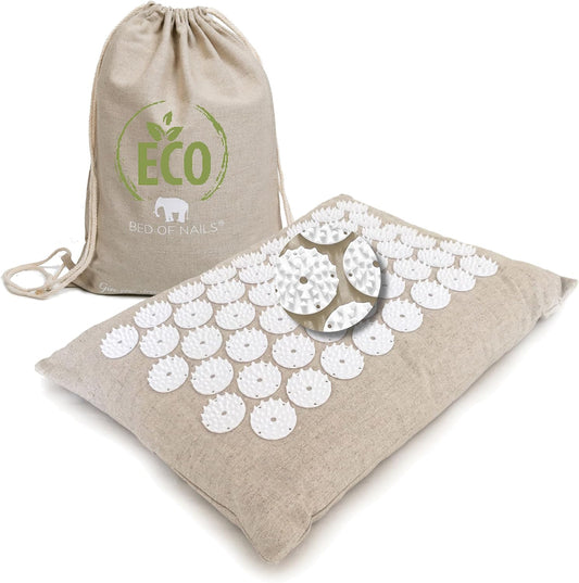 Bed of Nails ECO Set – Original Bon Acupressure Design with 10962 Precision Nails, Mat: 28.5 x 16.5 x 1", Pillow: 14.5 x 6 x 4"
