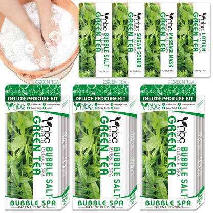 Pedicure Kit Foot Soak Set: Bubble Salt, Sugar Scrub, Massage Mask, Massage Lotion in a Box, 4 Step Foot Spa Kit for Dry Feet, Softens Calluses, Tired Feet（3 Set Lavender) - Colors B