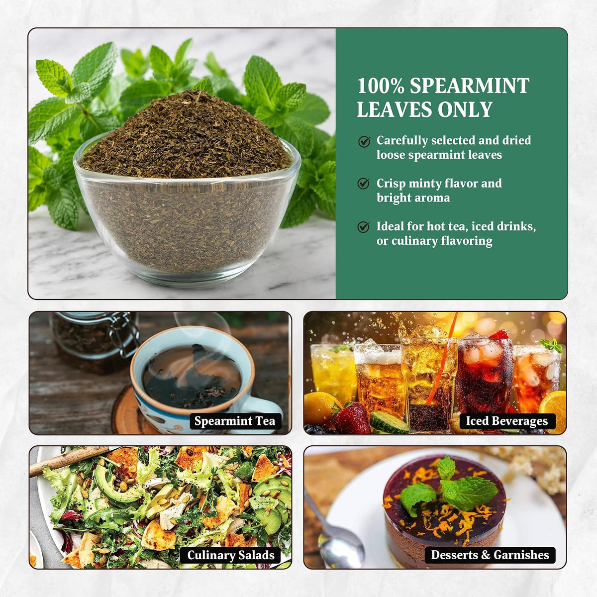 Yogi's Gift Spearmint Leaves 1 lb, Dried Spearmint Leaves for Herbal Tea