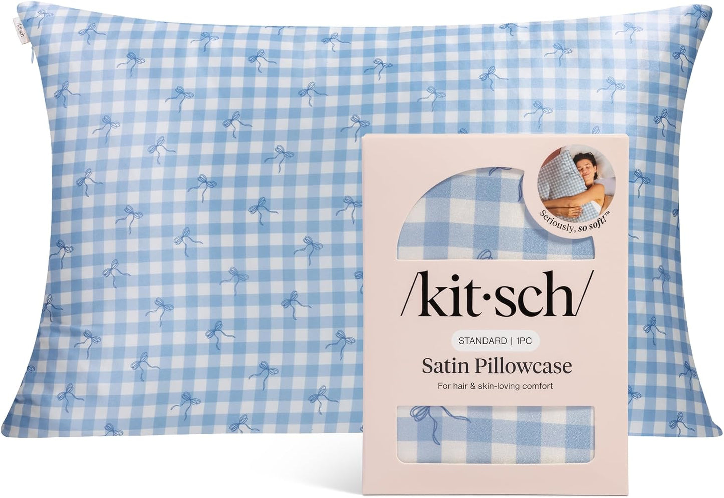 Kitsch Satin Pillowcase with Zipper for Hair & Skin - Softer Than Silk Pillow Cases, Smooth Cooling Satin Pillow Case, Wrinkle-Free, Machine Washable - Pillow Cases Standard Size (19x26) - Blush
