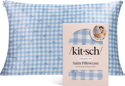 Kitsch Satin Pillowcase with Zipper for Hair & Skin - Softer Than Silk Pillow Cases, Smooth Cooling Satin Pillow Case, Wrinkle-Free, Machine Washable - Pillow Cases Standard Size (19x26) - Blush