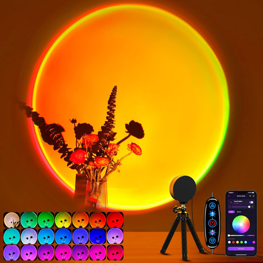 XEBKOR Sunset Projection Lamp with Remote/APP Control,Multi-Color LED Sunset Light Night Light,360 Degree Rotation Sunset Lamp for Photography/Party/Room Decor,Gifts for Christmas,Thanksgiving Day