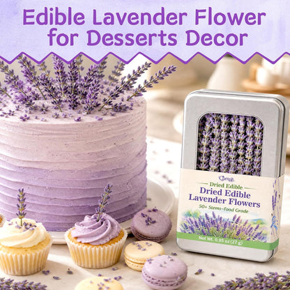 Curnue 50+ Edible Lavender Sprigs for Cocktails & Drinks Garnish