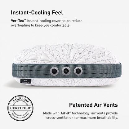 Bedgear Storm Performance Pillow, 1.0 Cooling Pillow for Side Sleepers, Medium Firm Support, Ver-Tex Cooling Cover, Air-X Mesh, Washable