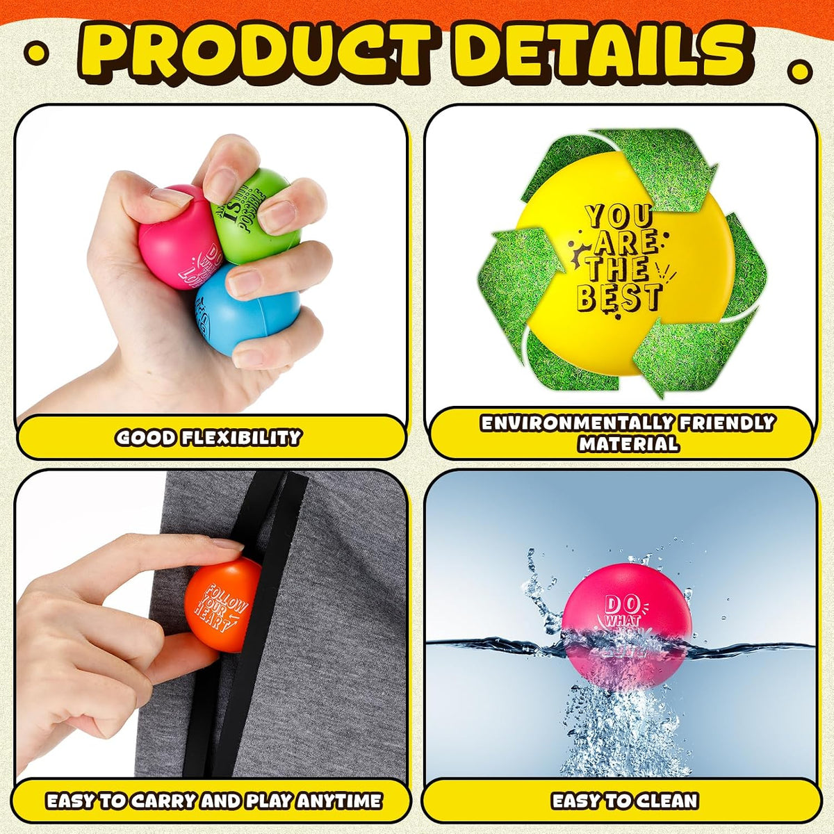 Leyndo 200 Pcs Relief Foam Balls Bulk for Adults with Motivational Quotes