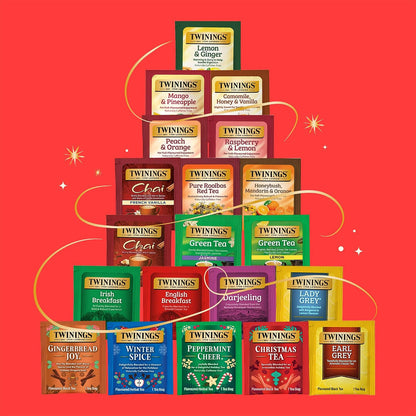Twinings Tea Advent Calendar Gift Set, 24-Day Holiday Sampler with Black, Green & Herbal Teas, Christmas Countdown Box for Tea Lovers, Brew Joy Together, 48 Count (Pack of 1), 48 Tea Bags