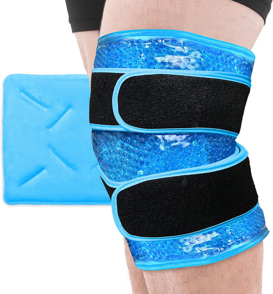 Knee Ice Pack Wrap for Pain Relief Reusable Gel Ice Wrap for Leg Injuries Swelling Knee Replacement Post-Surgery Recovery Adjustable Cold Compression Therapy Wrap for Arthritis