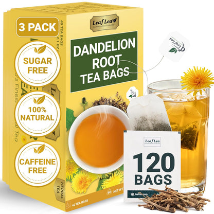 LeafLea Dandelion Root Tea Bags, Natural And Pure, 120 Count