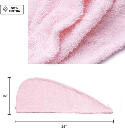 KEEPOZ 100% Cotton Hair Towel Wrap Quick Dry Super Absorbent Turban Head Wrap for Women with Button, Anti Frizz, Hair Cap for Curly, Long & Thick Hair (White, 1 Pc)