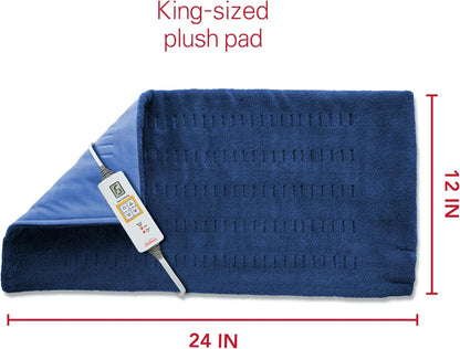 Sunbeam XL Back Neck and Shoulder Heat Therapy 12 x 24 with Auto Shut Off 6 Settings Machine-Washable Comfortable Microplush Fabric - Burgundy