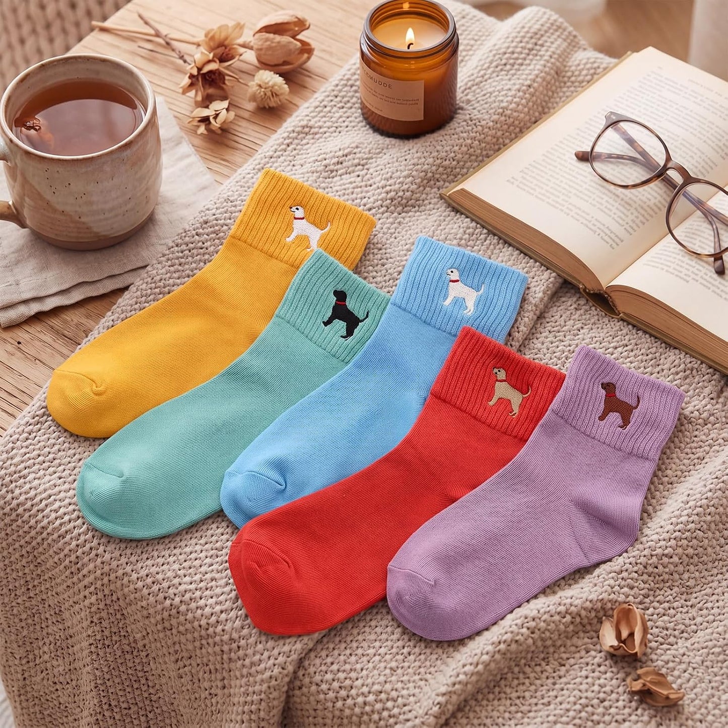 Eurzom 10 Pairs Socks Womens Crew Elastic Ankle Length Cotton Socks Aesthetic Cute Lightweight Low Cut Gifts for Women - Colors B