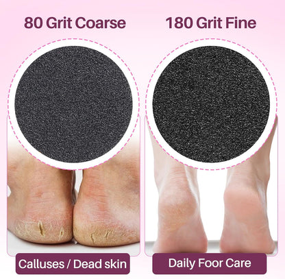 LIONVISON Electric Foot Callus Remover: Adjustable Speed Foot File for Cracked Heels - Working Women's Summer Pedicure Tool with 60pcs Sandpaper Discs - Dead Skin Remover for Dry Feet at-Home