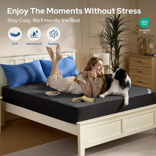 BEDLORE Queen Mattress Protector, Waterproof Noiseless Mattress Cover
