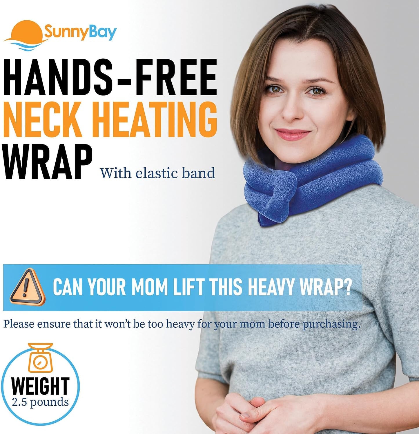 SunnyBay Microwave Heating Pad, Microwavable Heated Neck and Shoulder Wrap, Hands-Free Weighted Moist Hot or Cool Pack, Soft Fleece Cover and Flaxseed Filling, 26 Inch Length, Made in USA, Navy