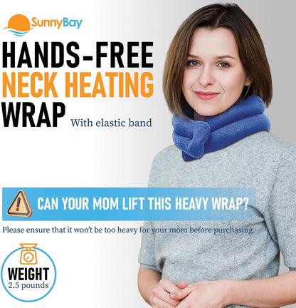 SunnyBay Microwave Heating Pad, Microwavable Heated Neck and Shoulder Wrap, Hands-Free Weighted Moist Hot or Cool Pack, Soft Fleece Cover and Flaxseed Filling, 26 Inch Length, Made in USA, Navy