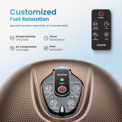 RENPHO Foot Massager Machine with Heat [2026 Upgraded], Birthday Gifts for Women Men Mom Dad, Shiatsu Foot Massager for Plantar Fasciitis, Cordless Control, Self Care Relaxation Gifts, Pink