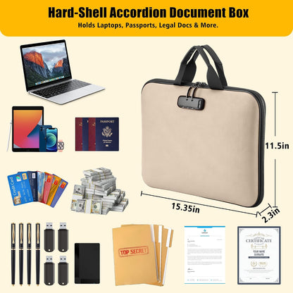 facka Fireproof Document Organizer Box with Lock, 13 Pocket Safe File Bag