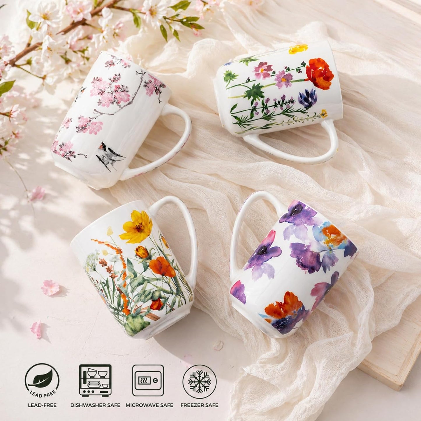 AmorArc Porcelain Tea Mug with Infuser and Lids, 18 Oz Large Cup Strainer with Bag Holder for Loose Leaf Tea, Steeping Coffee Mug for House-warming Wedding Birthday Gift