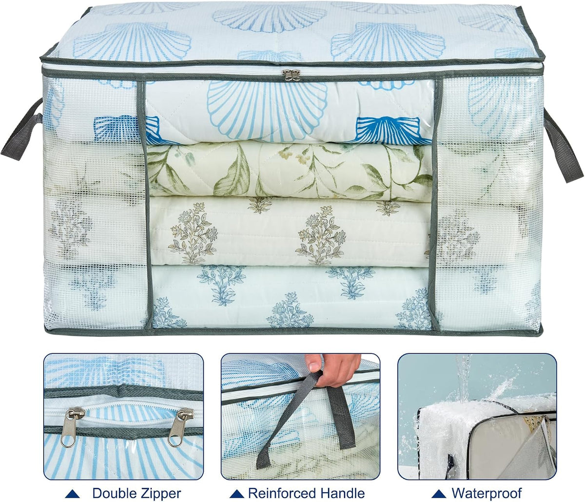 80L Clear Large Storage Bag for Clothes Comforters Blankets Pillows Bedding
