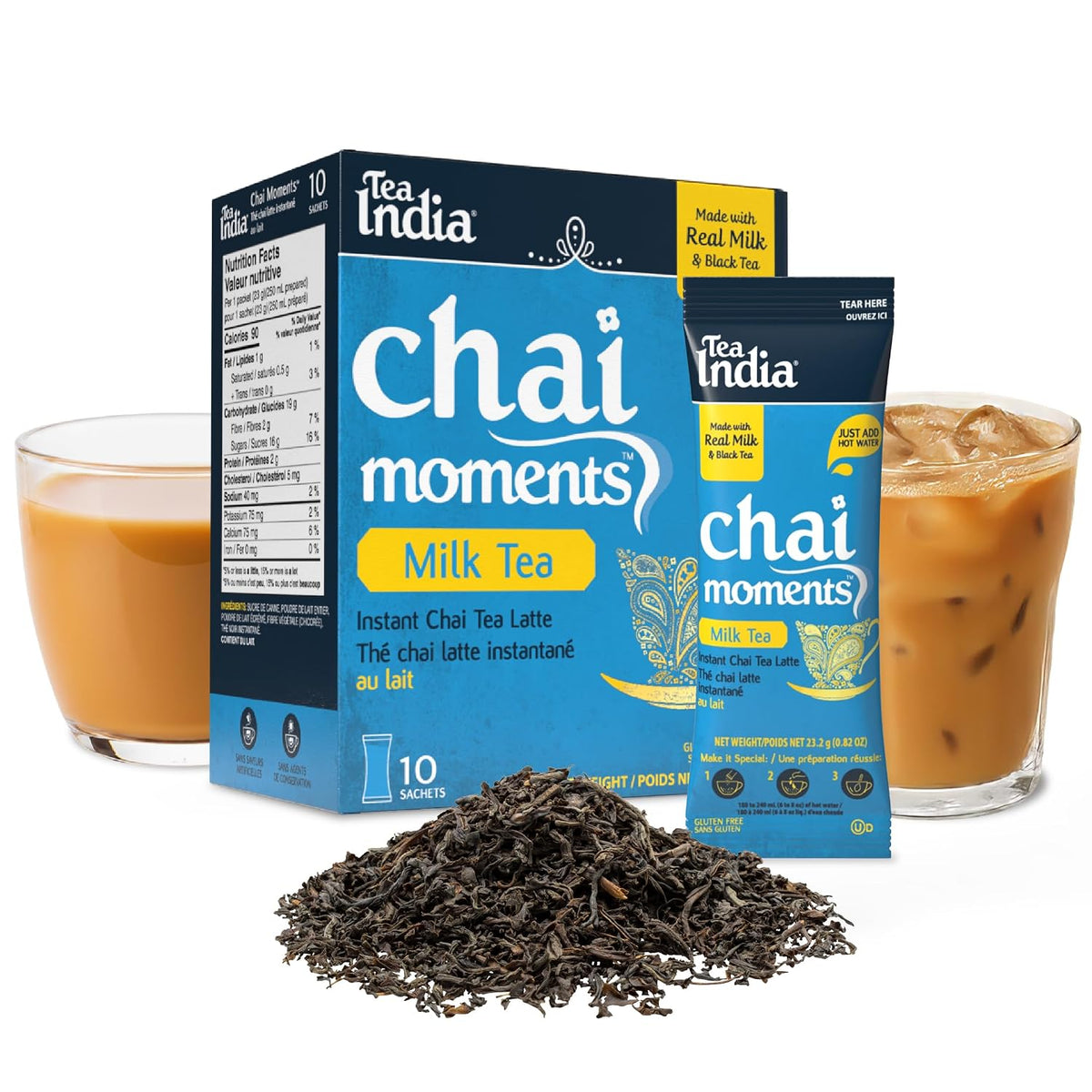 Tea India Chai Moments Cardamom Chai Instant Latte Powder,10 Packets 6 Pack