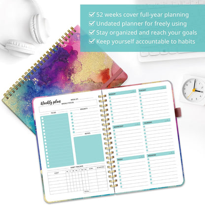 Taja Undated Weekly Planner, To Do List Notebook with Habit Tracker, A5
