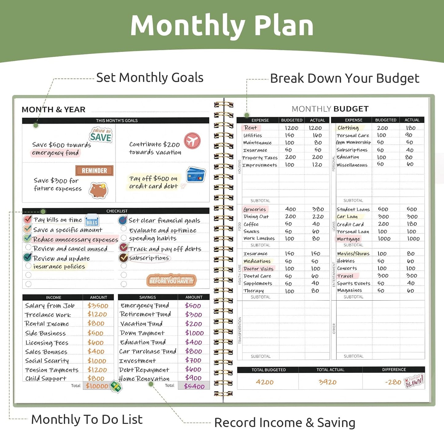 Budget Planner - Monthly Budget Book with Expense Tracker Notebook, Undated Bill Organizer & Finance Planner to Take Control of Your Money, Account Book to Manage Your Finances-Pink
