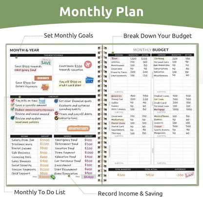 Budget Planner - Monthly Budget Book with Expense Tracker Notebook, Undated Bill Organizer & Finance Planner to Take Control of Your Money, Account Book to Manage Your Finances-Pink