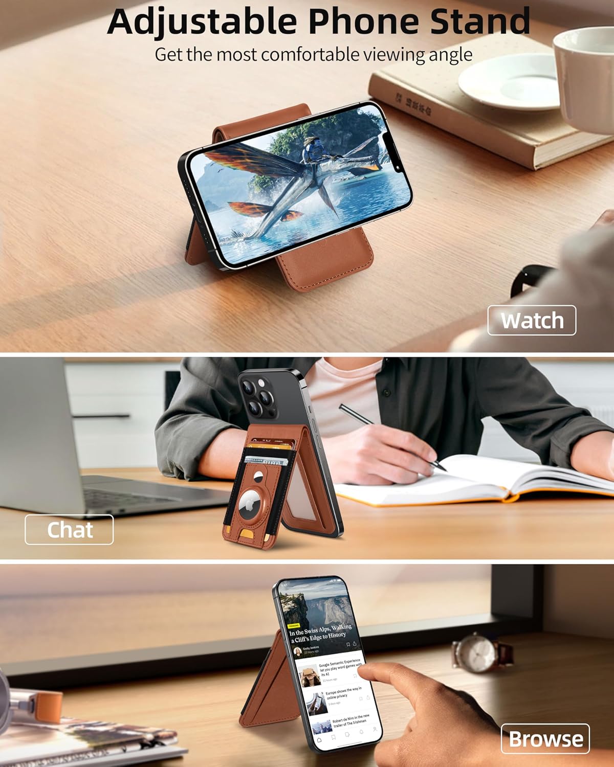 For Magsafe Wallet Stand with Airtag Holder, 10 Cards Holder, RFID Blocking