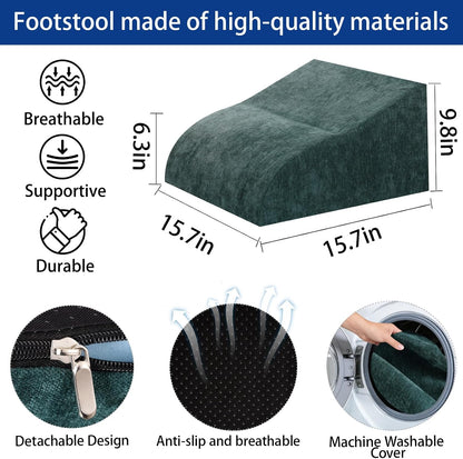 Foot Rest for Under Desk at Work, Ergonomic Under Desk Footrest with Washable Cover for Office, Home & Gaming Leg Elevation Pillow Black