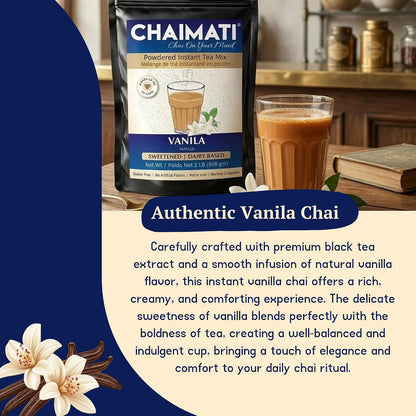 ChaiMati Cardamom Chai Latte Powder 2 lb | Instant Chai Tea Mix for Hot or Iced Drinks | Elaichi Chai Premix Makes 100 Cups, Low Caffeine Milk Tea for Home, Gifting & Parties