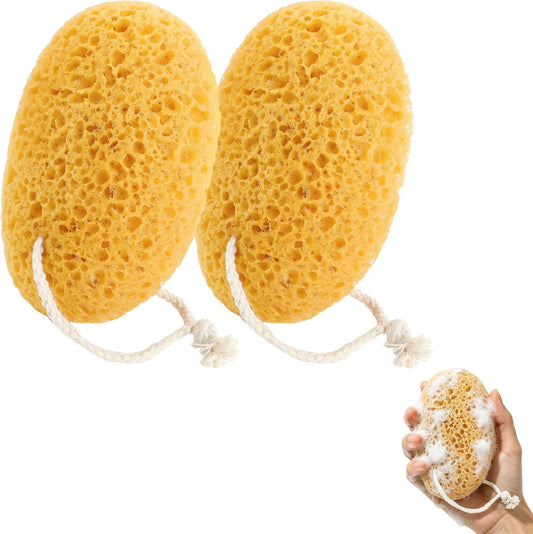 2PCS Bath Sponge, 6.1 Inch Durable Large Foam Loofah Face Puff for Body & Face Cleansing, Soft Exfoliating Natural Shower Sponges for Women, Men, Teenager