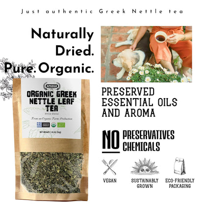 Apsogo Organic Greek Nettle Leaf Tea - Loose Leaf, Caffeine-Free, 1.76oz