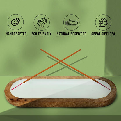 Incense Holder-Incense Burner/Ash Catcher-Handmade Wooden Insence Tray Home Decor 11x4x1.2 Inches
