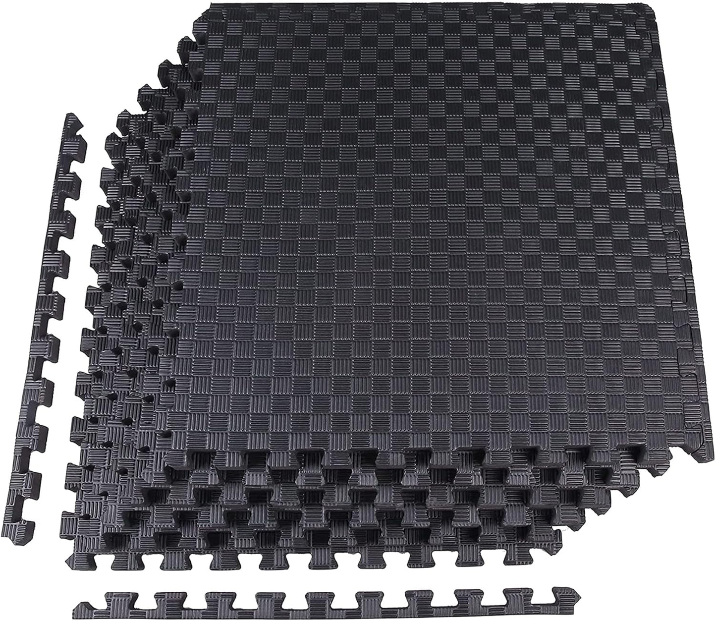 BalanceFrom Puzzle Exercise Mat 1/2" Thick, EVA Interlocking Foam Floor | Tiles for Home Gym, Mat for Home Workout Equipment, Floor Padding for Kids, Black, 24 in x 24 in x 1/2 in, 144 Sq Ft-36 Tiles
